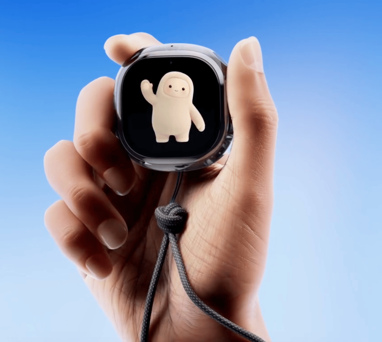 Muse Charm pocket-size AI agent device held in a hand