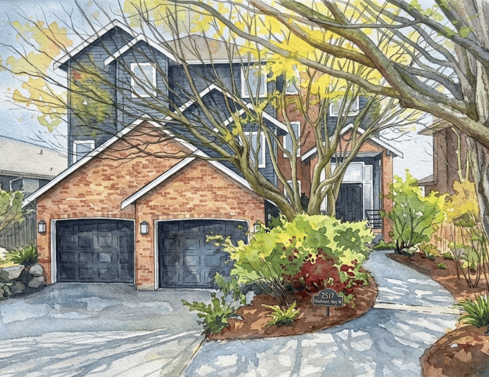 Watercolor painting of a friend's house