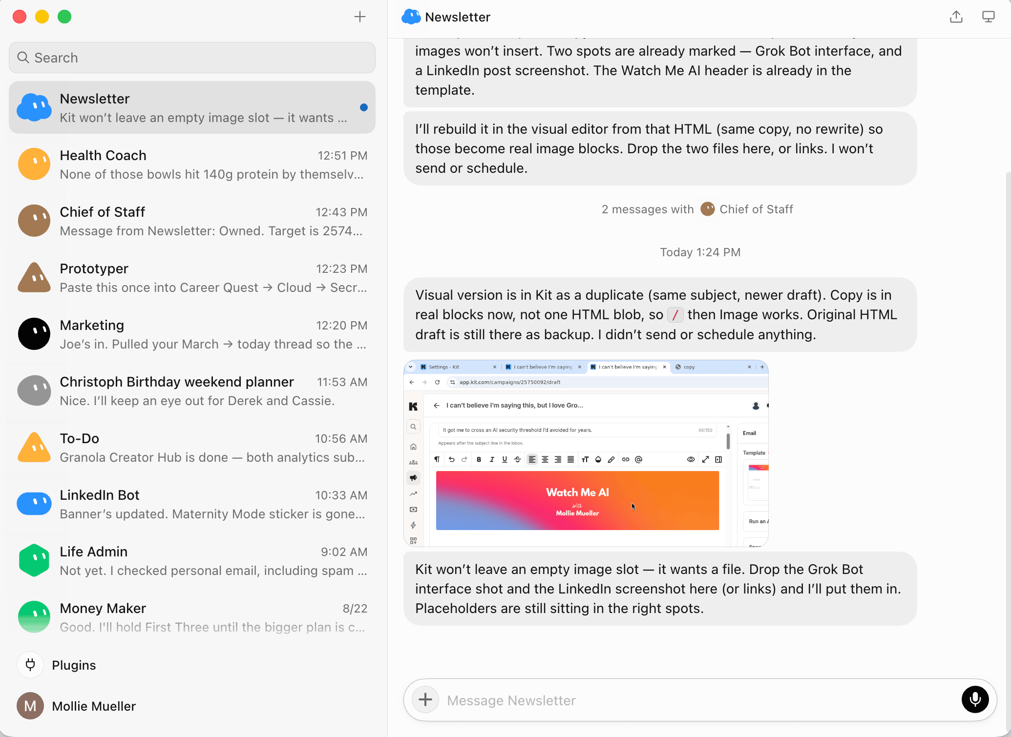 Grok Bot setup with a roster of agents