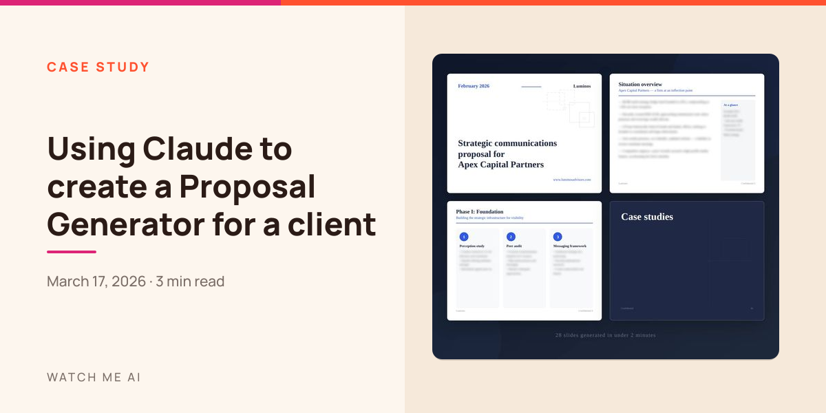 Pages from the branded strategic communications proposal Claude produced